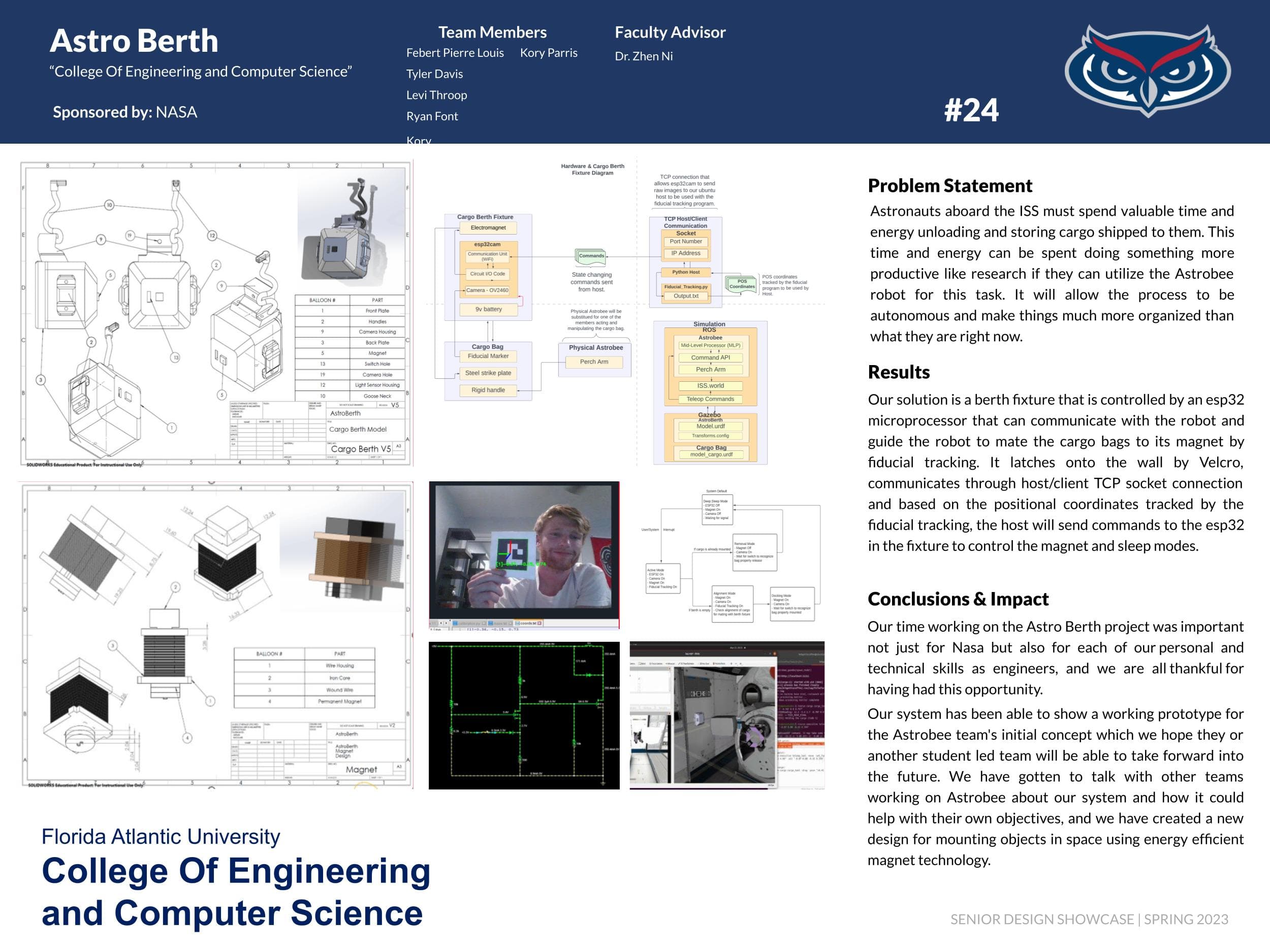 FAU Astro Berth senior-design poster documenting the cargo berth prototype